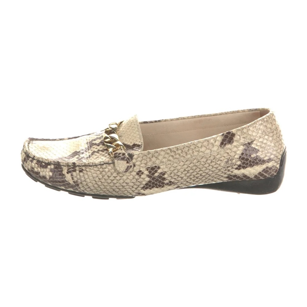St John Snakeskin Loafers, Size 8M with gold hardware